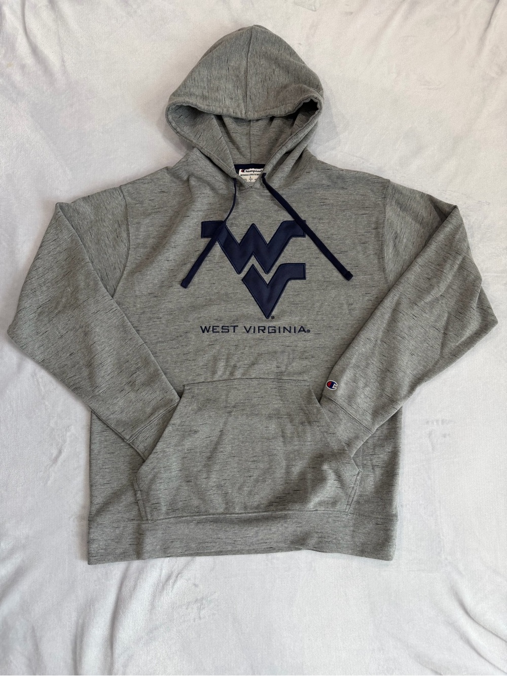 Champion Gray West Virginia Pullover Hoodie with Navy Logo
